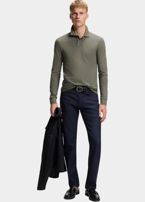 BOSS Orange Polo lange mouw Grijs Passerby 10256683 01 50507704/076