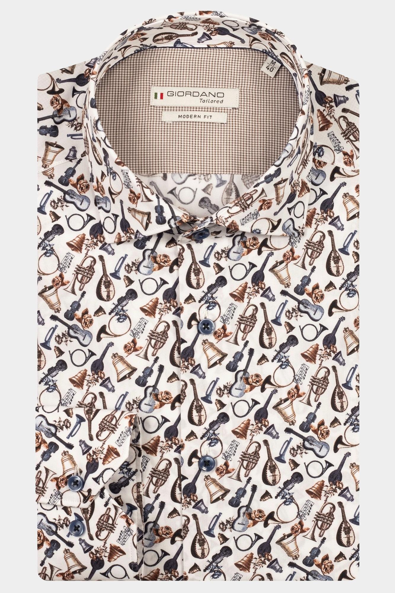 Giordano Casual hemd lange mouw Wit Maggiore long sleeve semi cut 527828/10