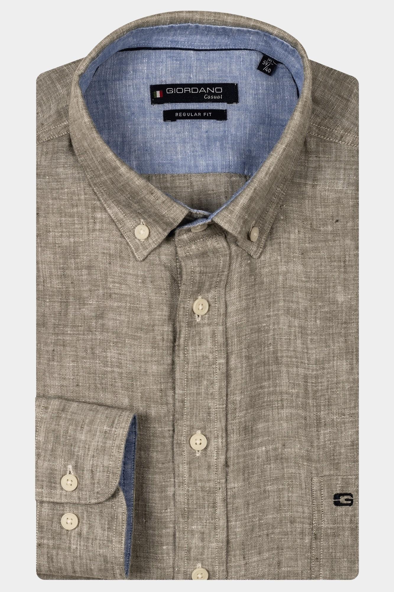 Giordano Casual hemd lange mouw Groen Ivy Long Sleeve button down s 517009/70