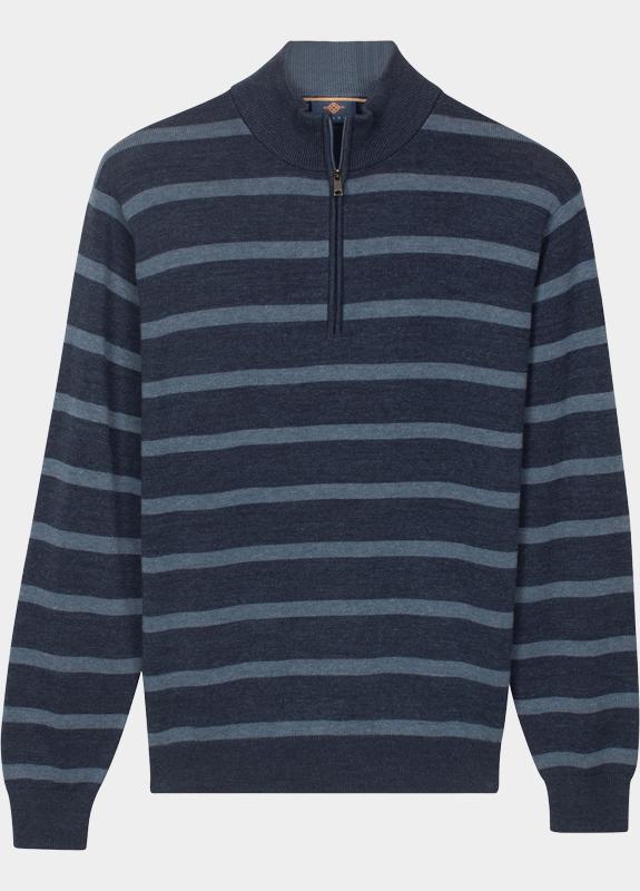 Baileys Half Zip Blauw Pullover 1/2 Zip  all over st 618411/653