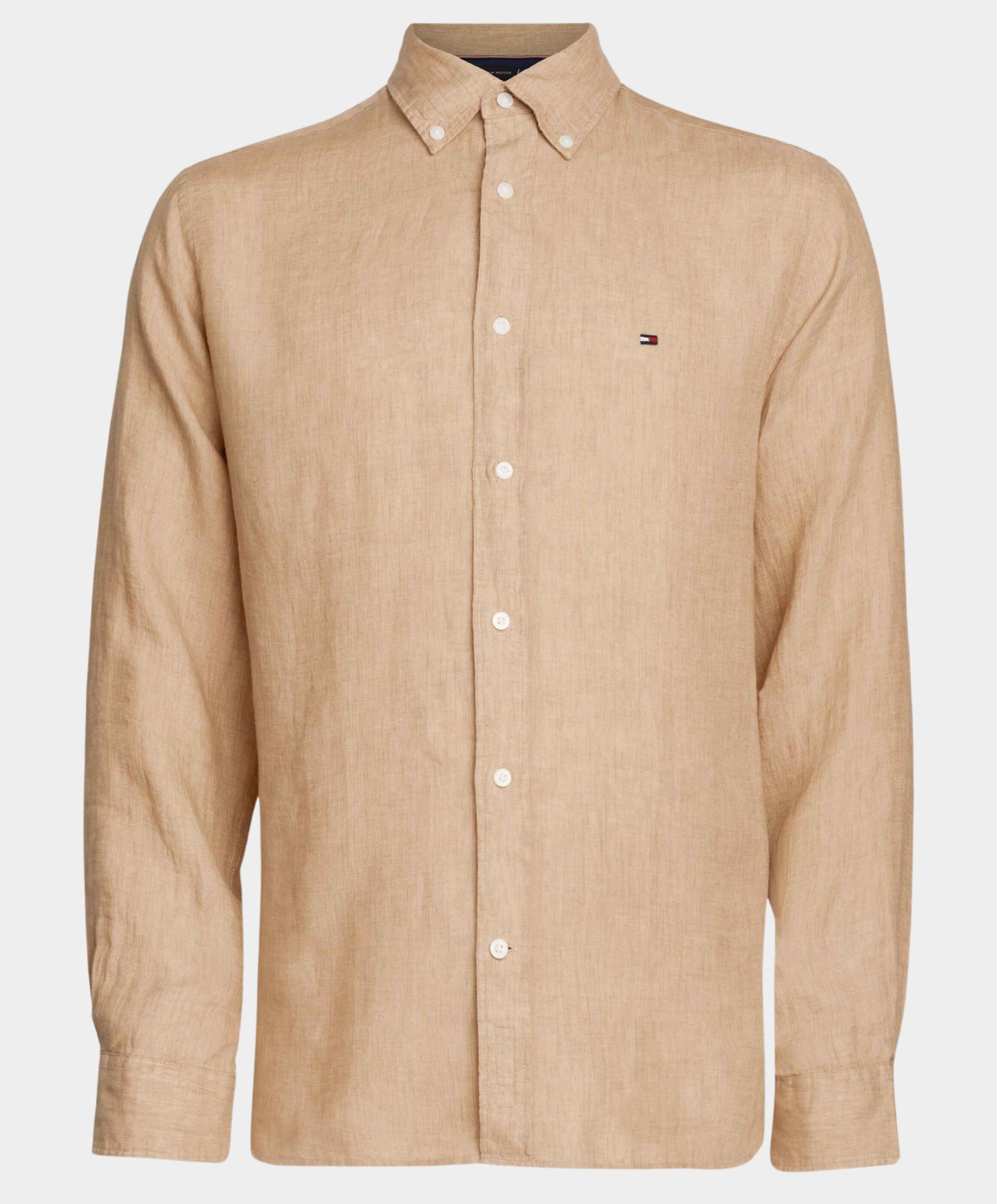 Tommy Hilfiger Casual hemd lange mouw Beige Pigment Dye LI Solid RF Shirt MW0MW34602/AEG