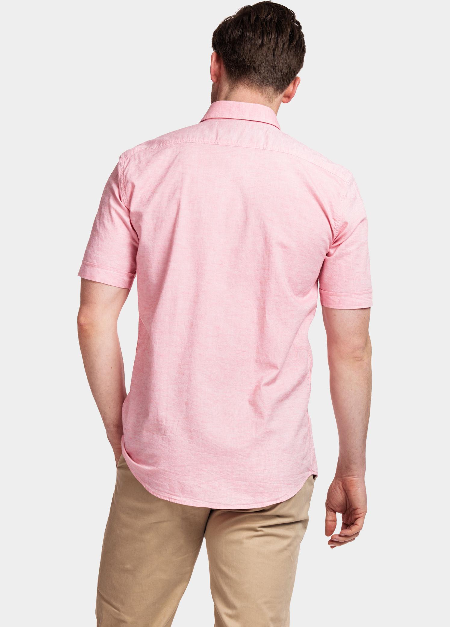 Giordano overhemd korte mouw heren Roze League, SS Button Down Solid 416001/31