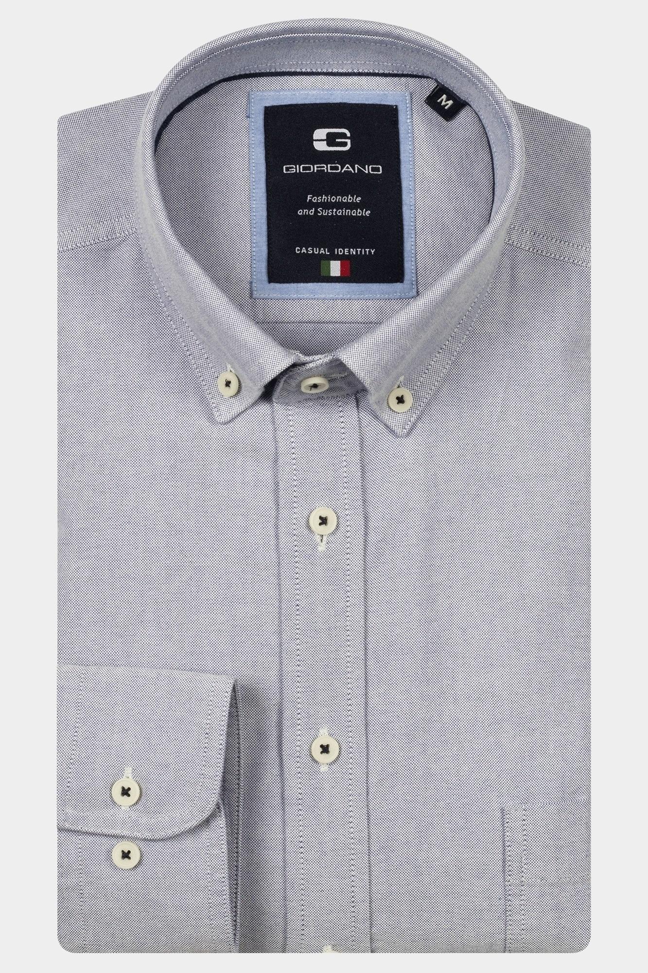 Giordano Casual hemd lange mouw Blauw Brando long sleeve button dow 527007/62