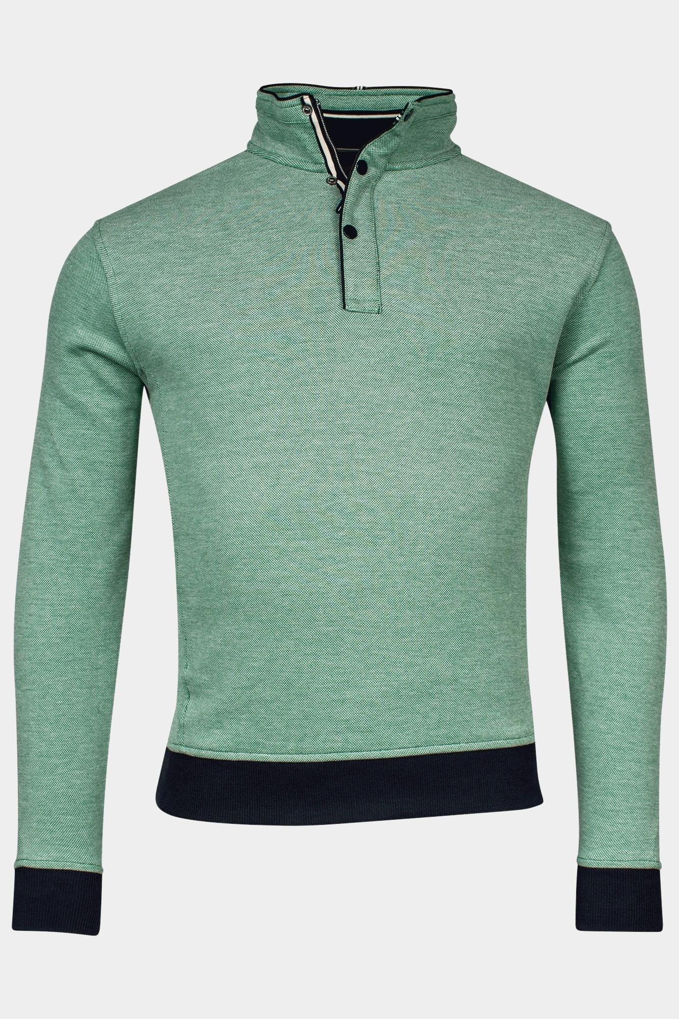 Baileys Half Zip Groen Sweatshirt 1/2 zip 2-tone oxf 413138/74