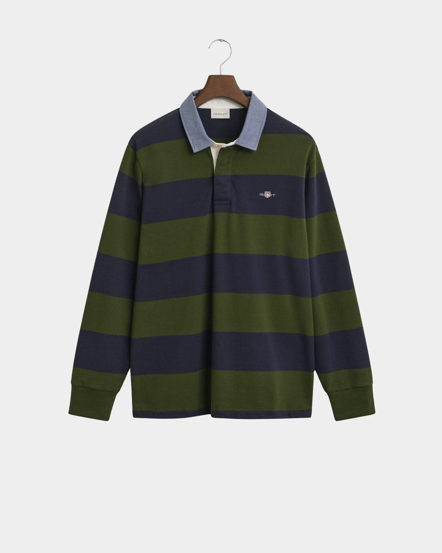 Gant Polo lange mouw Groen REG CHAMBRAY STRIPE HEAVY RUG 2004083/360