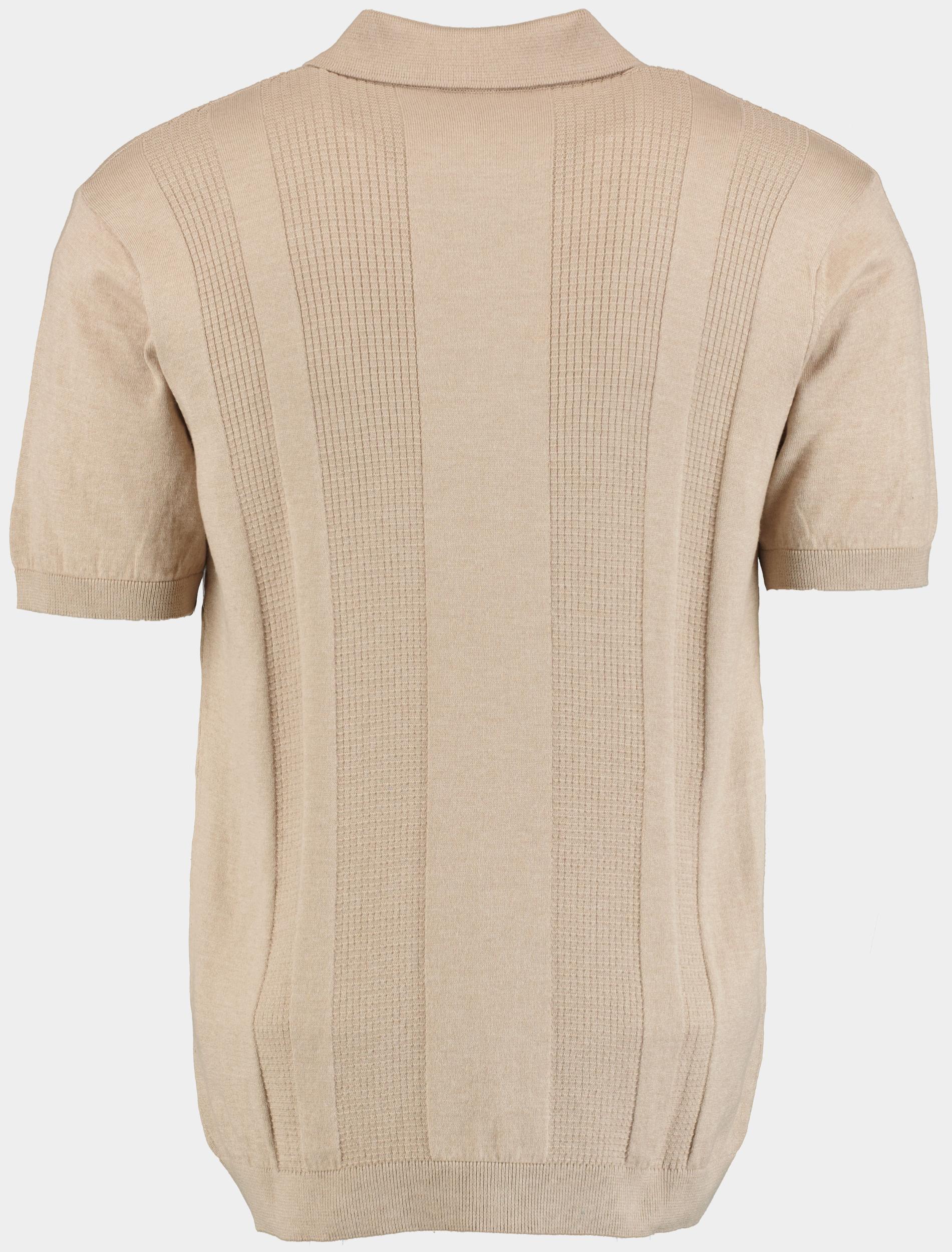 Bos Polo korte mouw Beige met ingebreid motief 315/8014