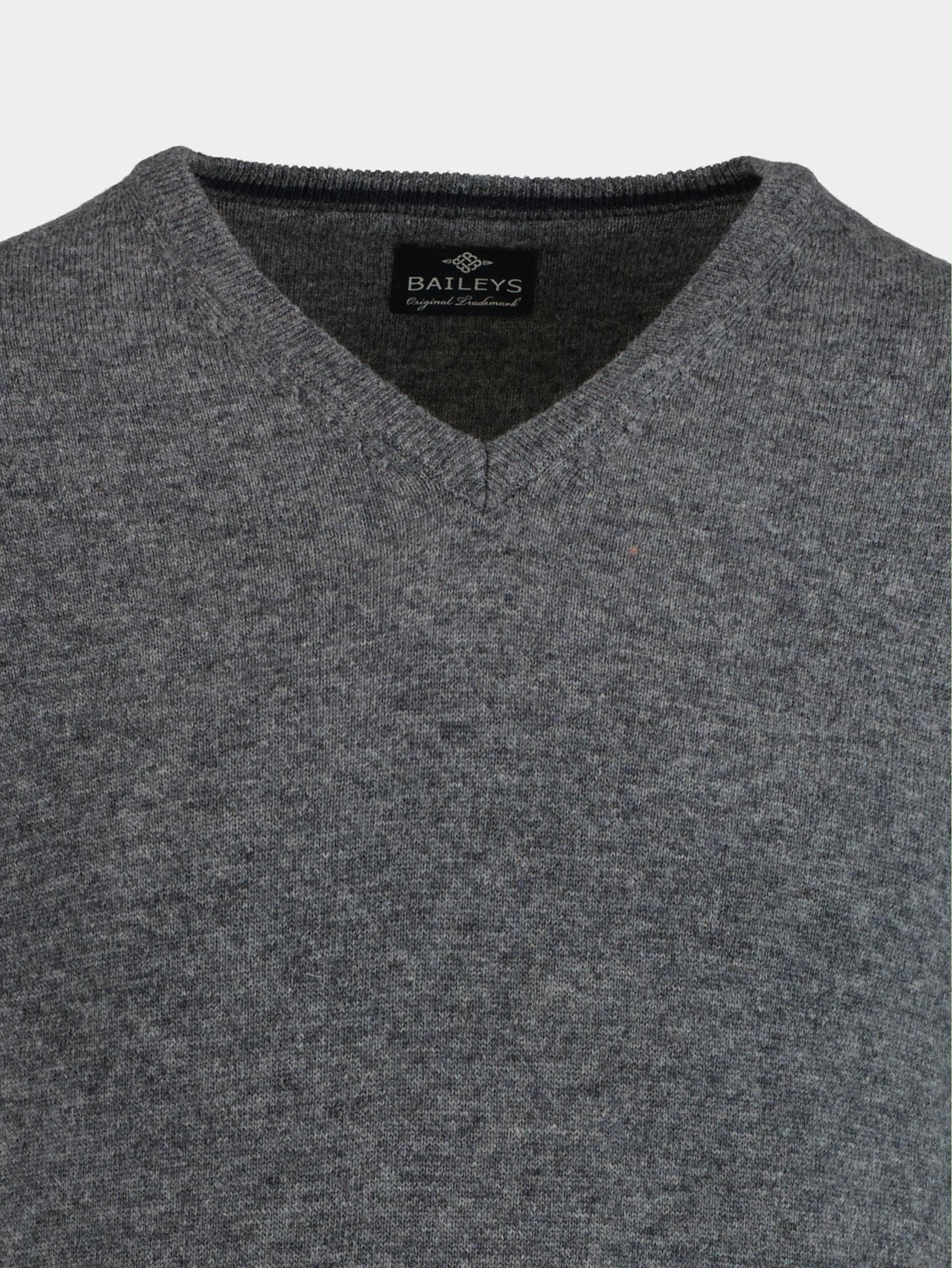 Baileys Pullover Grijs Lamswollen trui v-hals 220071/239