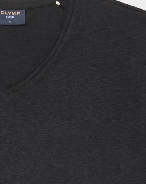 Olymp T-shirt korte mouw Zwart Linen V-Neck T-Shirt 561552/68