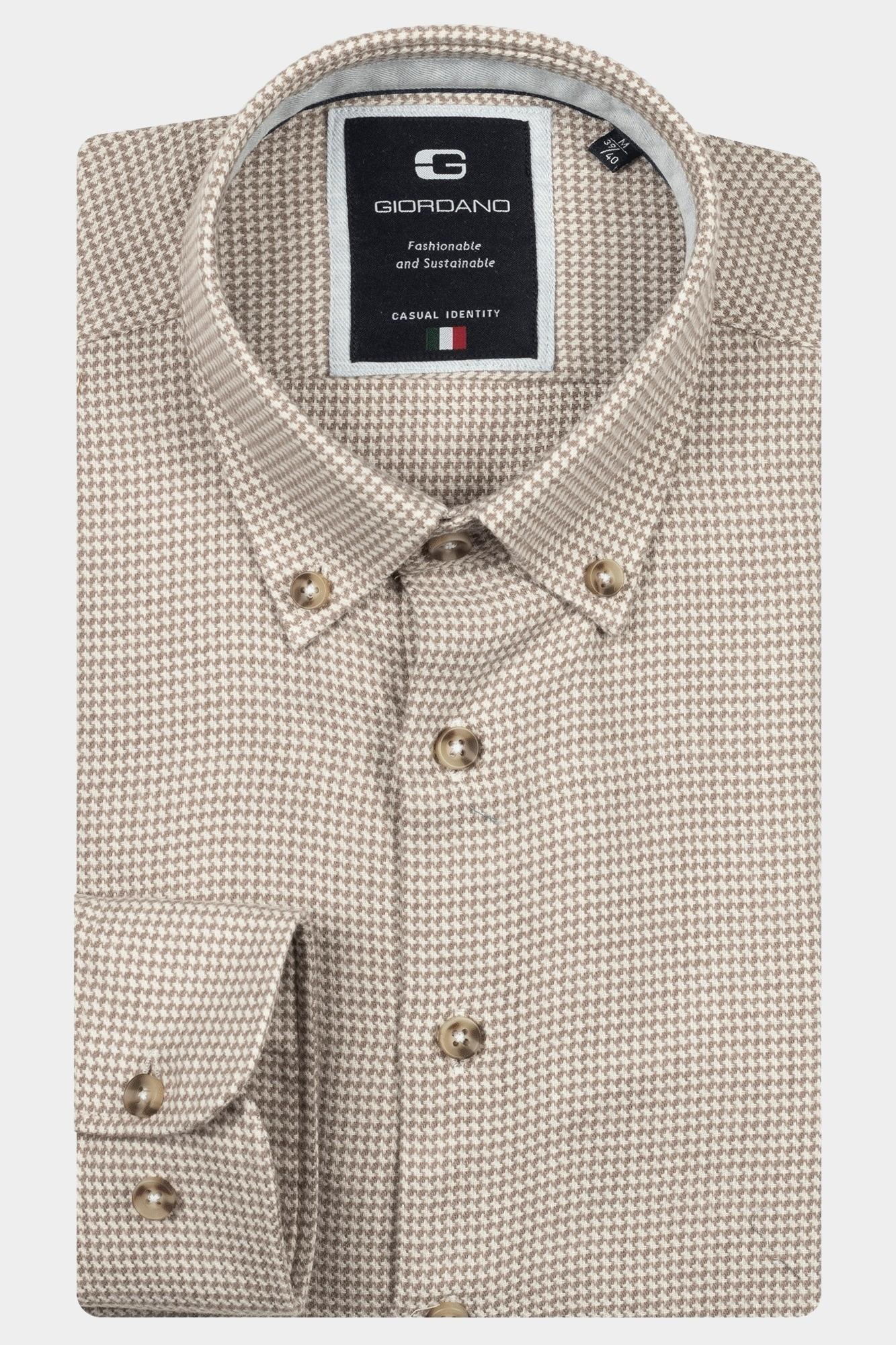 Giordano Casual hemd lange mouw Bruin Loretto long sleeve button do 527805/80