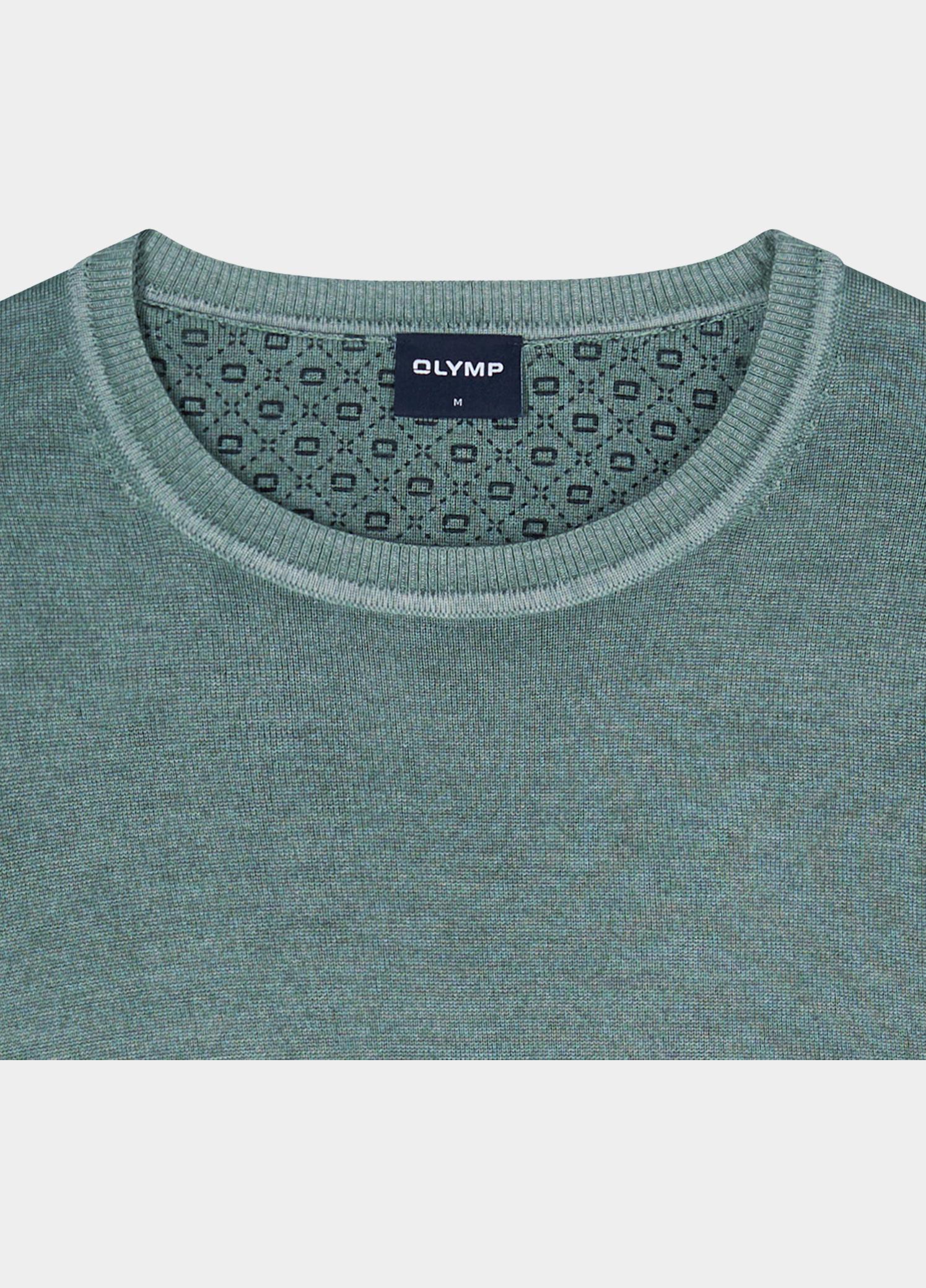 Olymp Pullover heren Groen Rundhals Strick 534065/45