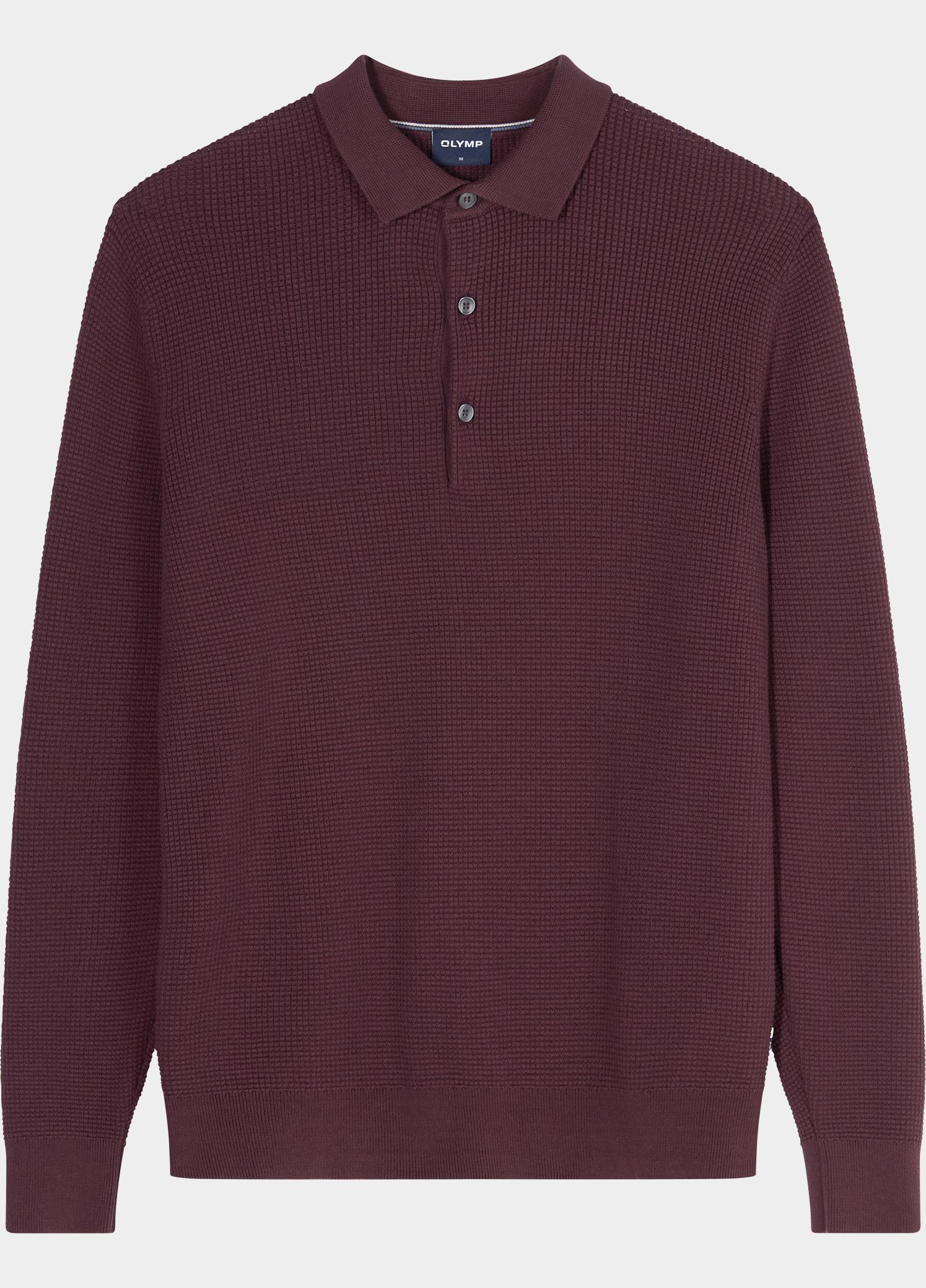 Olymp Polo lange mouwen heren Rood Langarm Polo Strick 536184/37