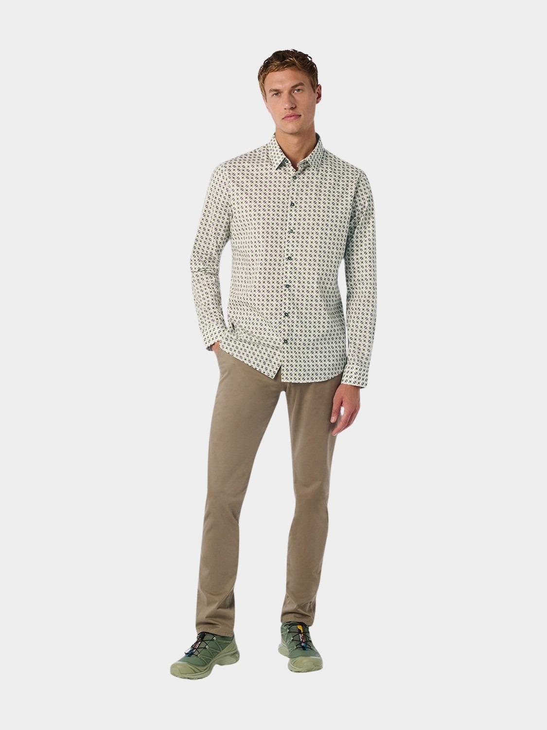 No Excess Casual hemd lange mouw Paars Shirt Stretch Allover Printed 25430713/083