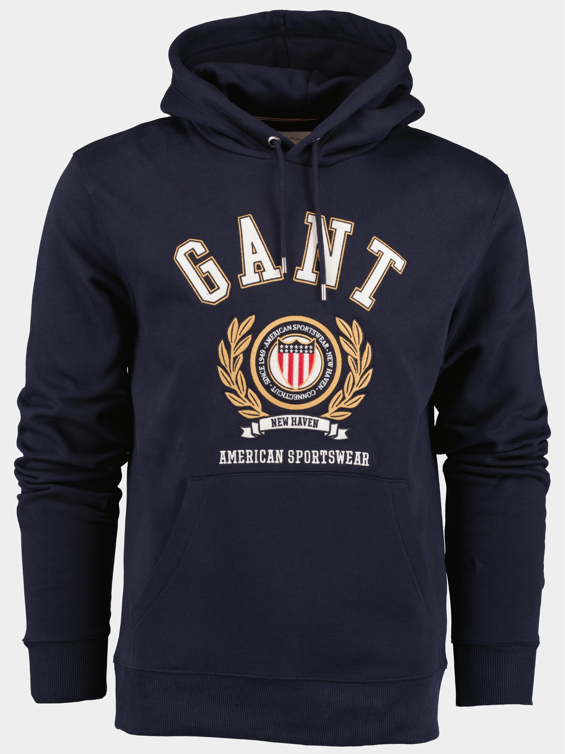 Gant Sweater Blauw Crest Sweat Hoodie 2006069/433