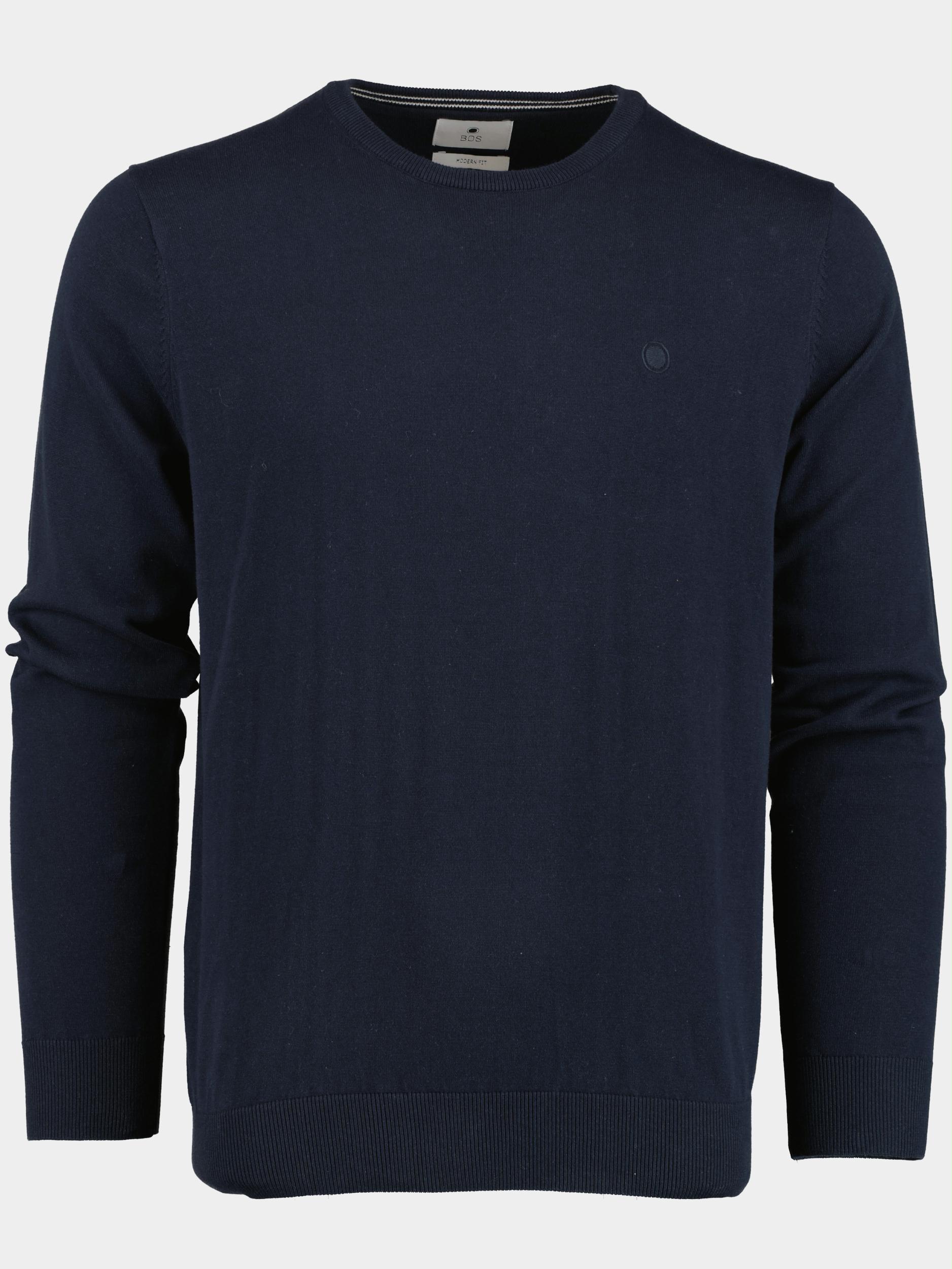 Bos Bright Blue Pullover Blauw Rince R-neck Pullover Flatkni 23105RI02BO/290 navy