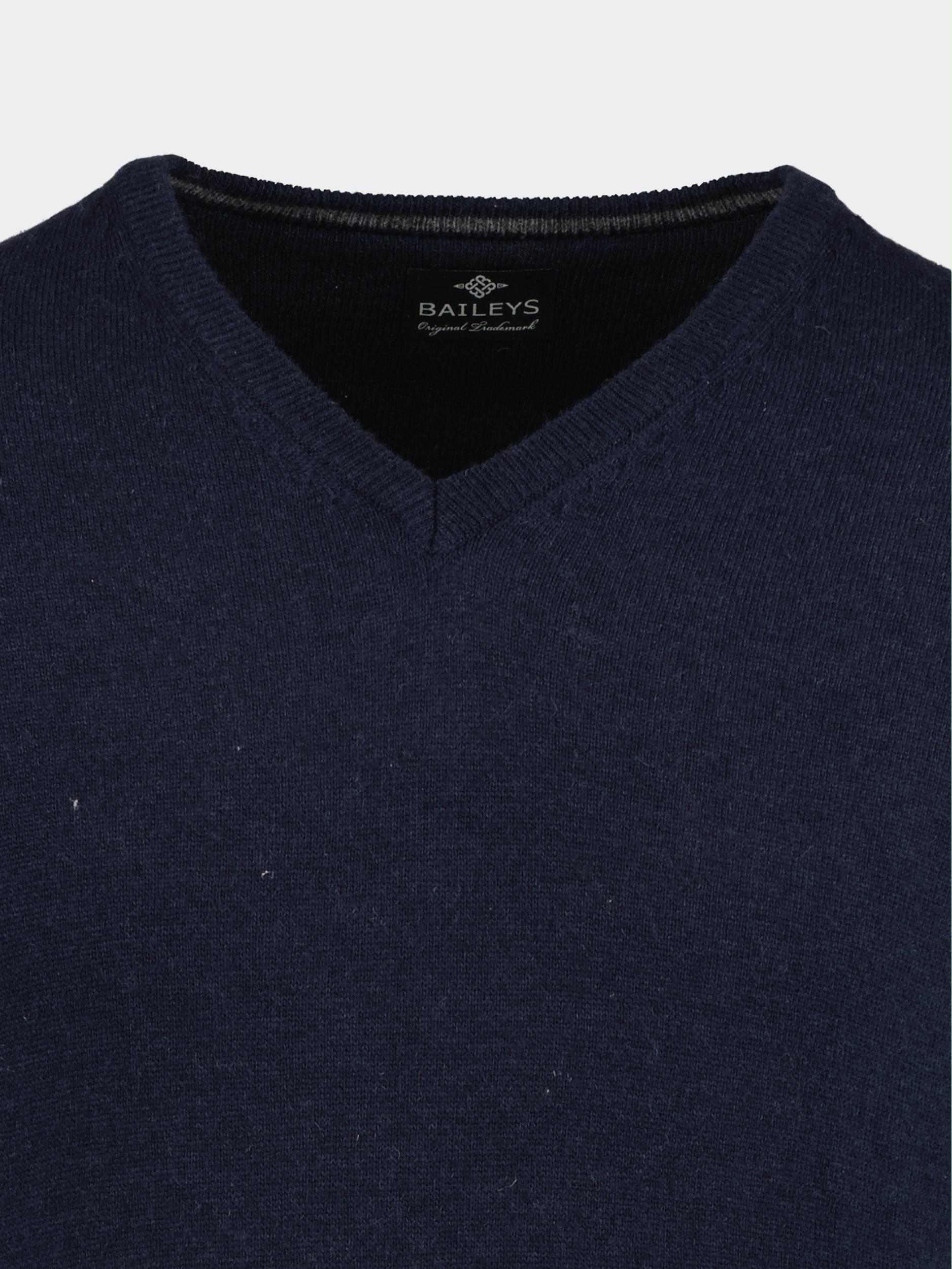 Baileys Pullover Blauw Lamswollen trui v-hals 220071/105