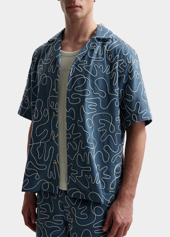 Dstrezzed Casual hemd korte mouw Blauw Leo Resort Shirt 311509/621