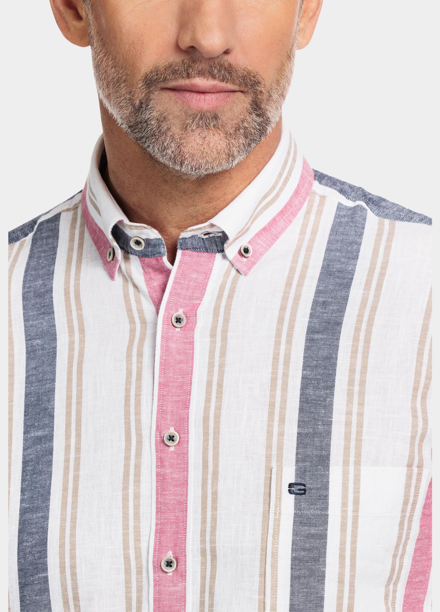 Giordano Overhemd heren Rood Ivy, LS Button Down Hemp Stri 417104/30
