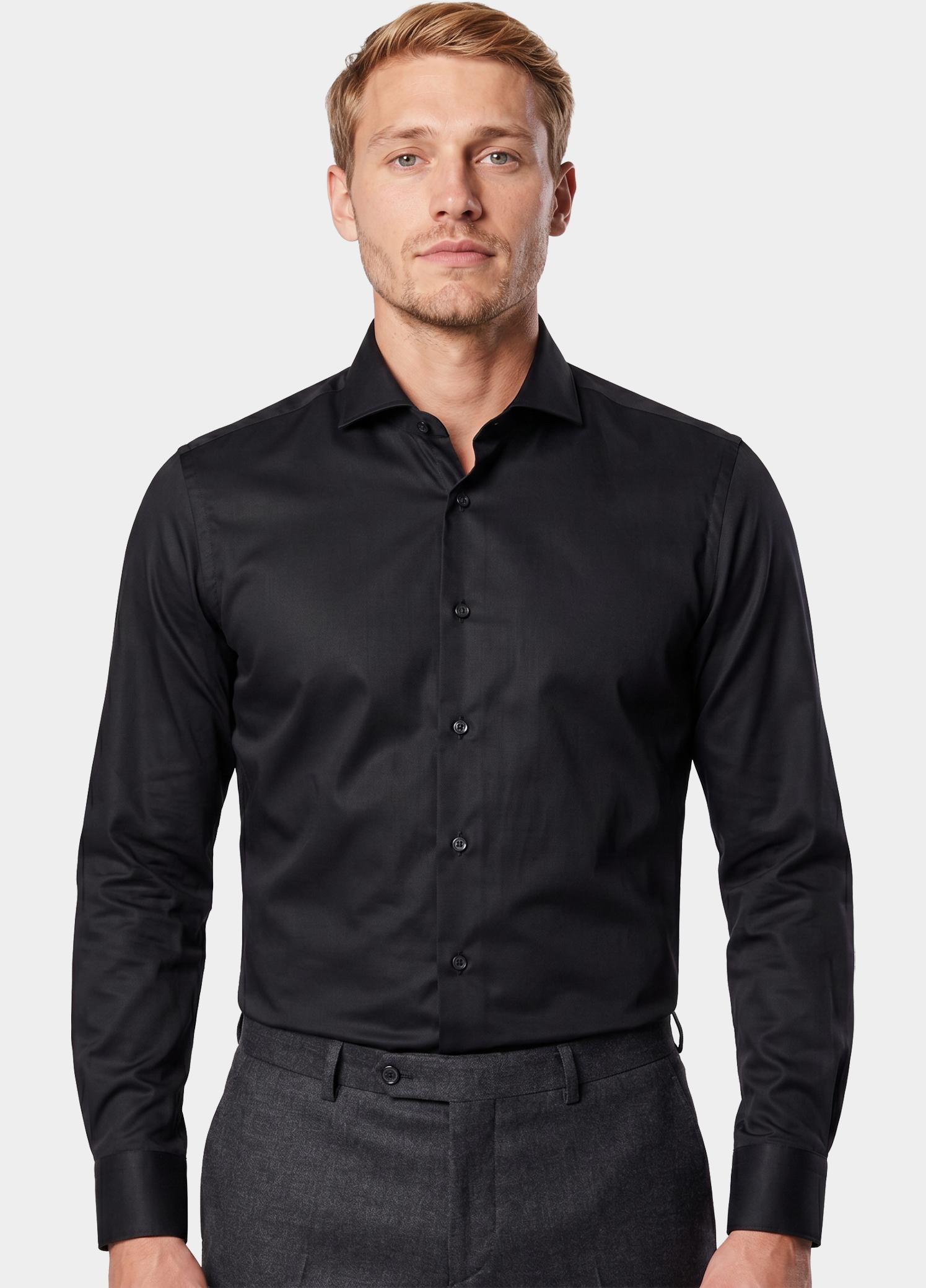 R2 Amsterdam Casual hemd lange mouw Zwart  NOS.TWILL.004/020