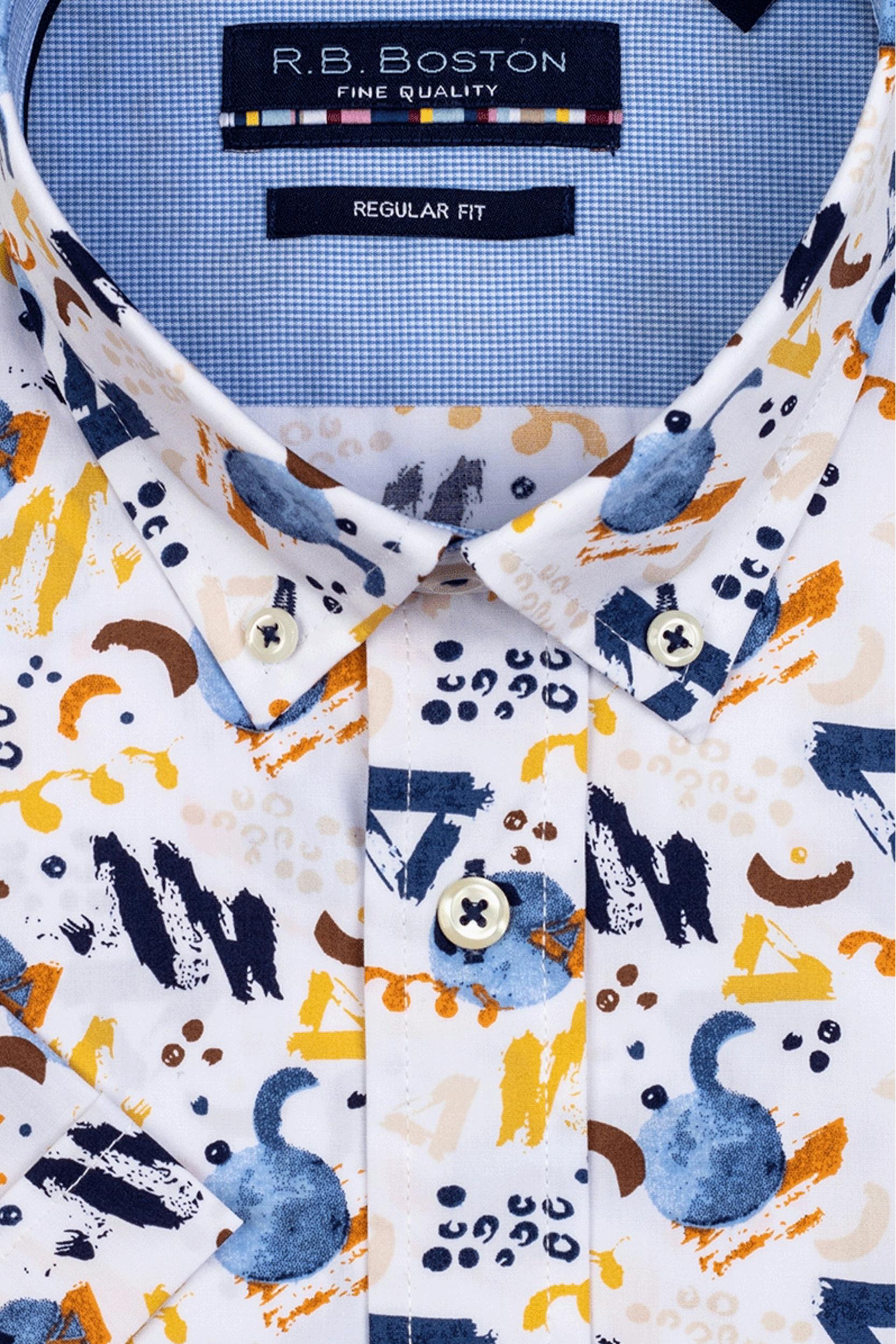 R.B. Boston Casual hemd korte mouw Wit Marschall SS Button Down 116670/205