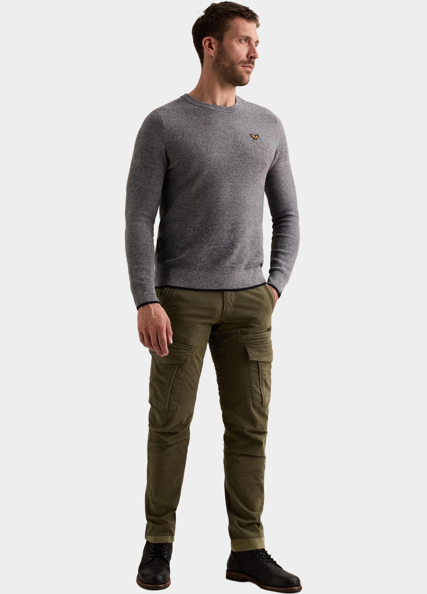 PME Legend Pullover heren Blauw R-neck cotton modal structure PKW2608305/5281