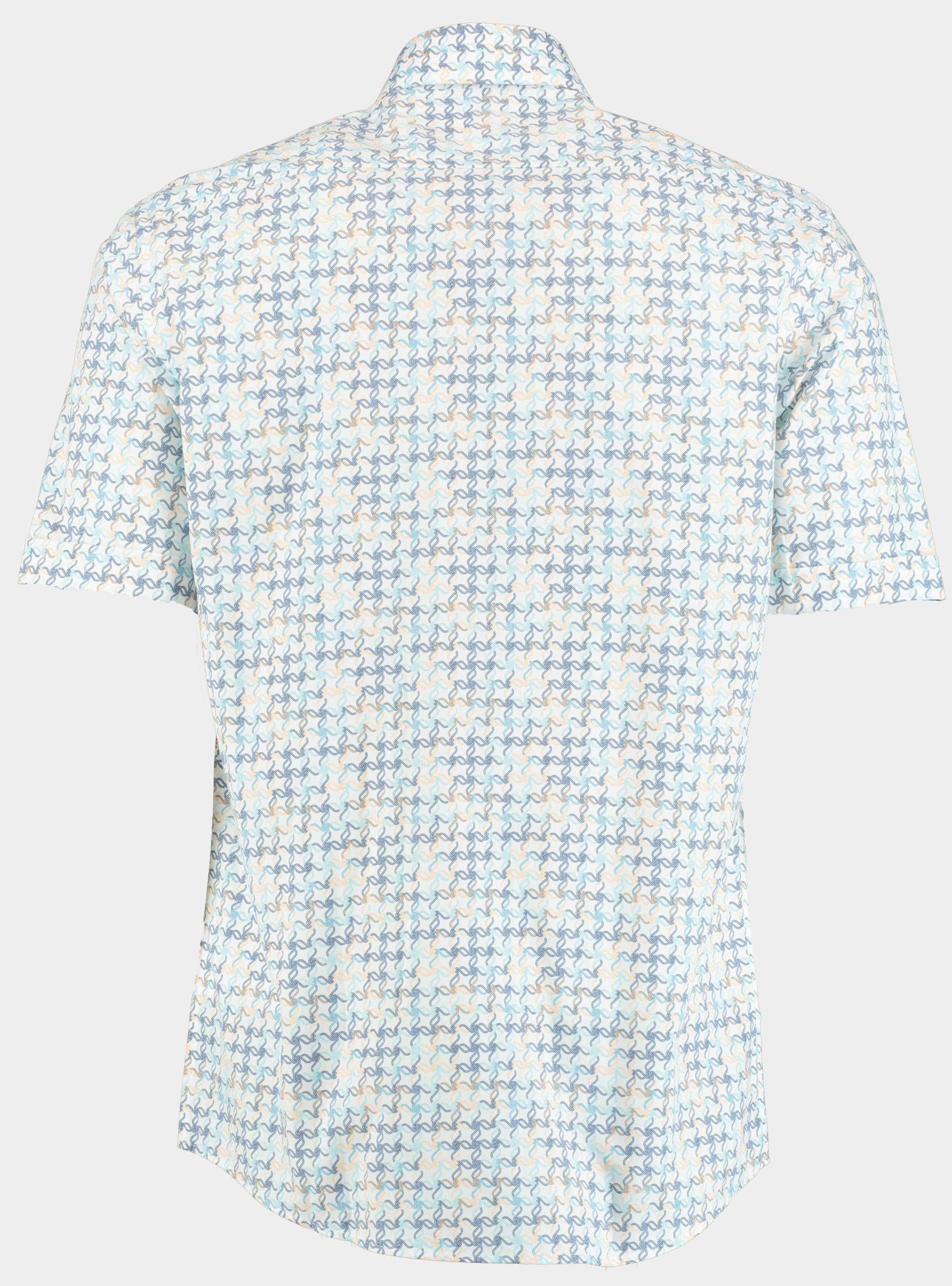 R.B. Boston Casual hemd korte mouw Blauw regular fit met streep 516670/229