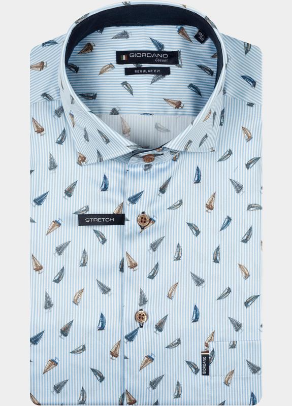 Giordano Overhemd heren Blauw Ascona Long Sleeve Semi Cutaw 617042/62