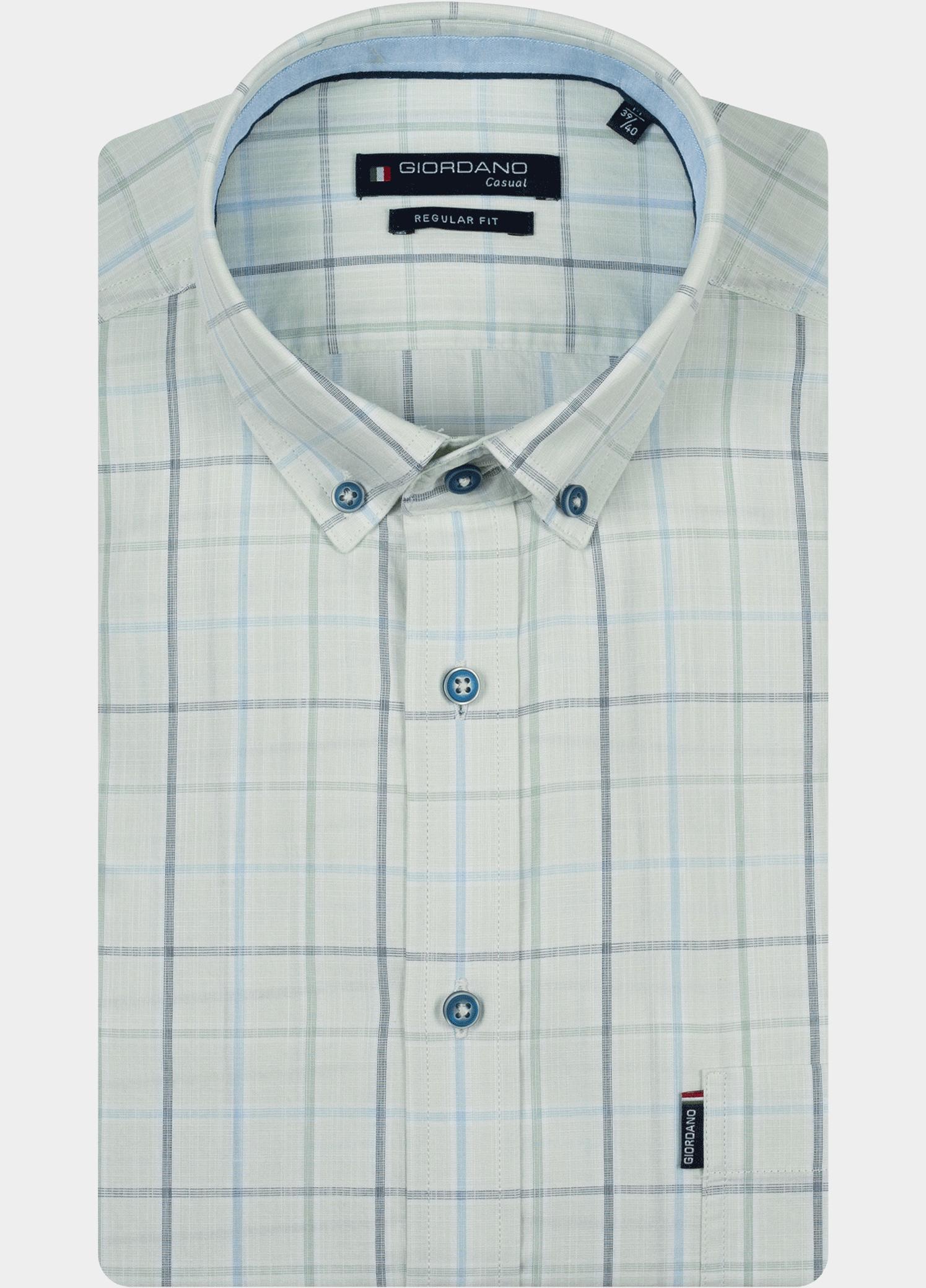 Giordano overhemd korte mouw heren Groen League Short Sleeve Button Do 616341/71