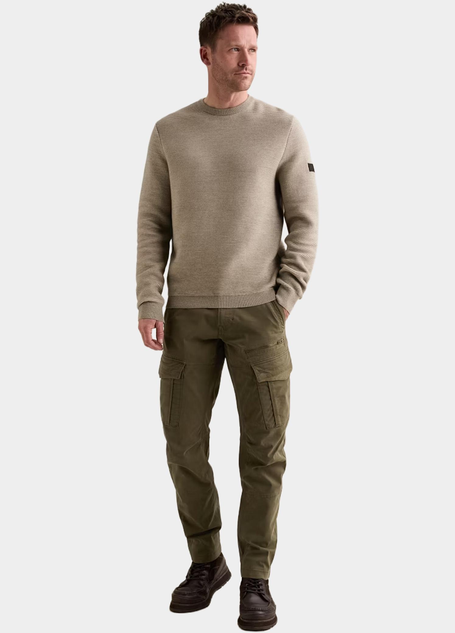PME Legend Pullover heren Beige R-neck cotton ottoman PKW2609332/7013
