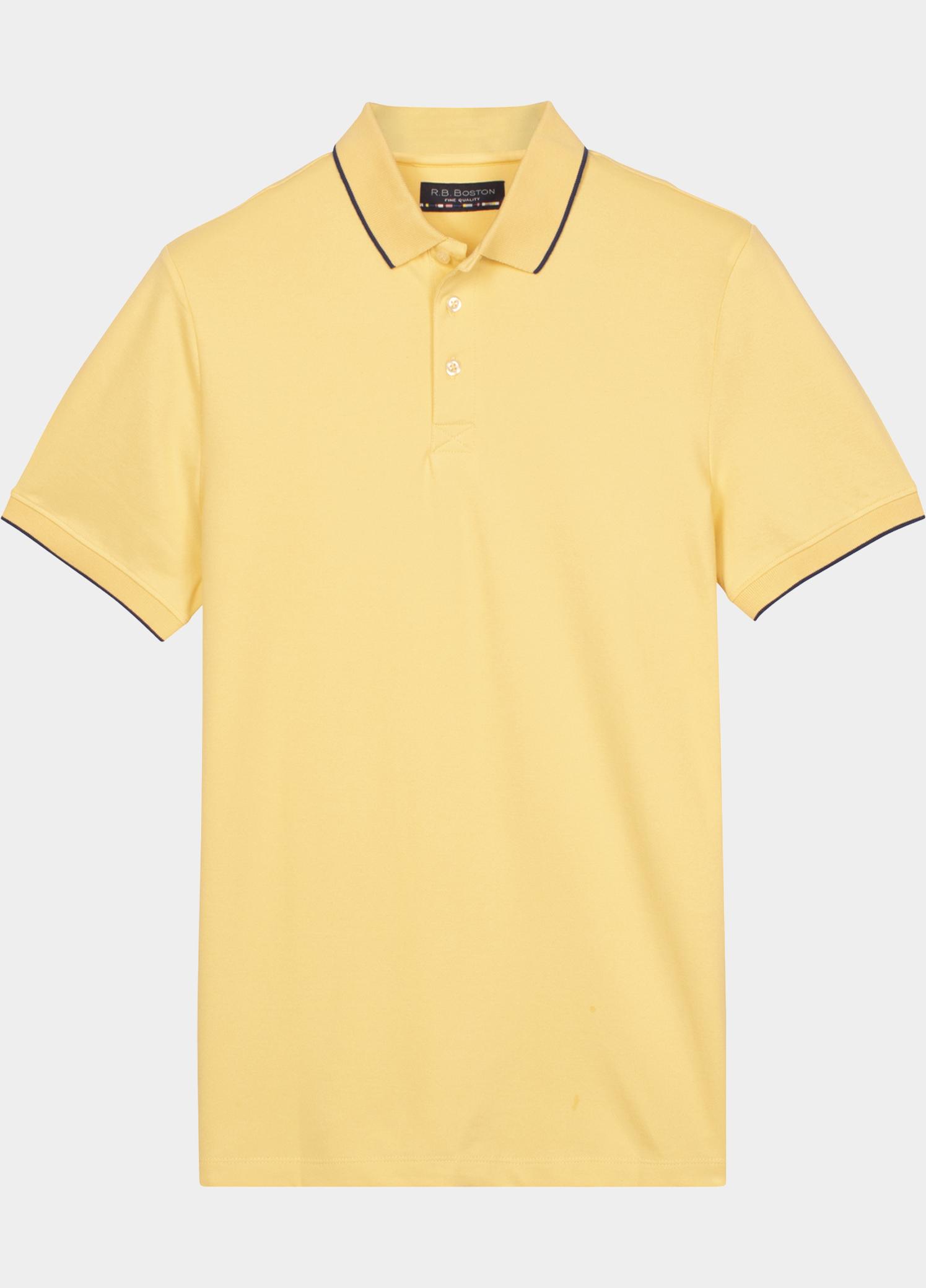 R.B. Boston Polo heren Geel Polo Shirt  Solid Oxford Piqu 615294-78/22