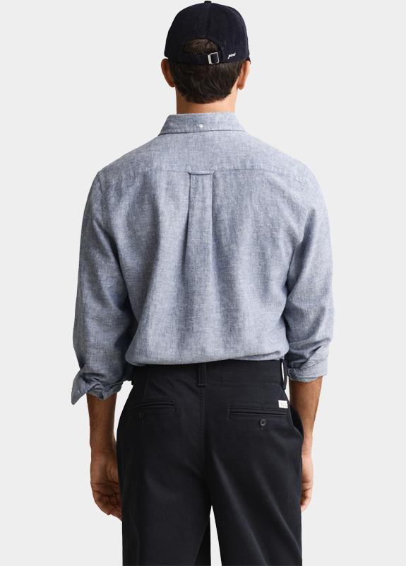 Gant Overhemd heren Blauw Overoverhemd van linnenmix 3250082/442
