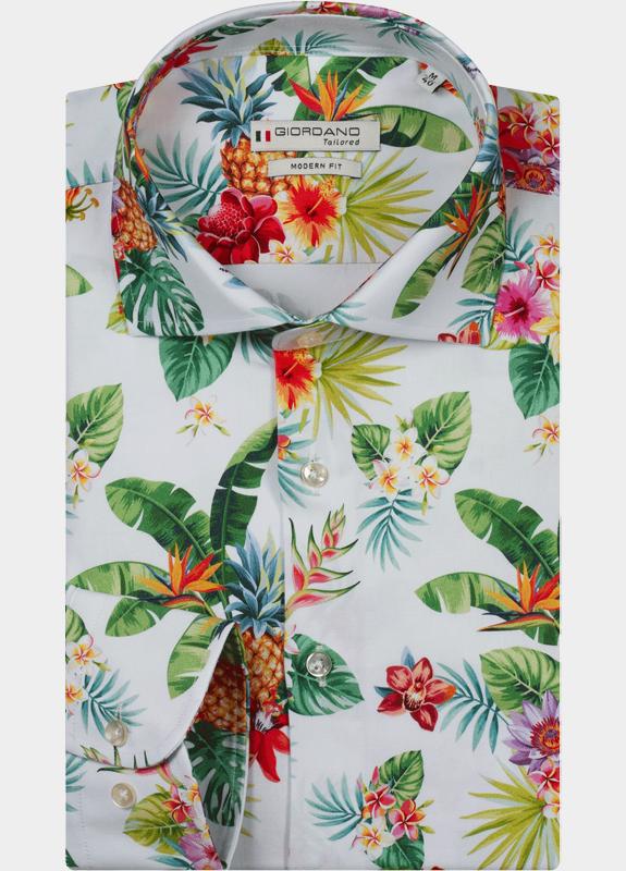 Giordano Overhemd heren Groen Maggiore Long Sleeve Semi Cut 617890/70