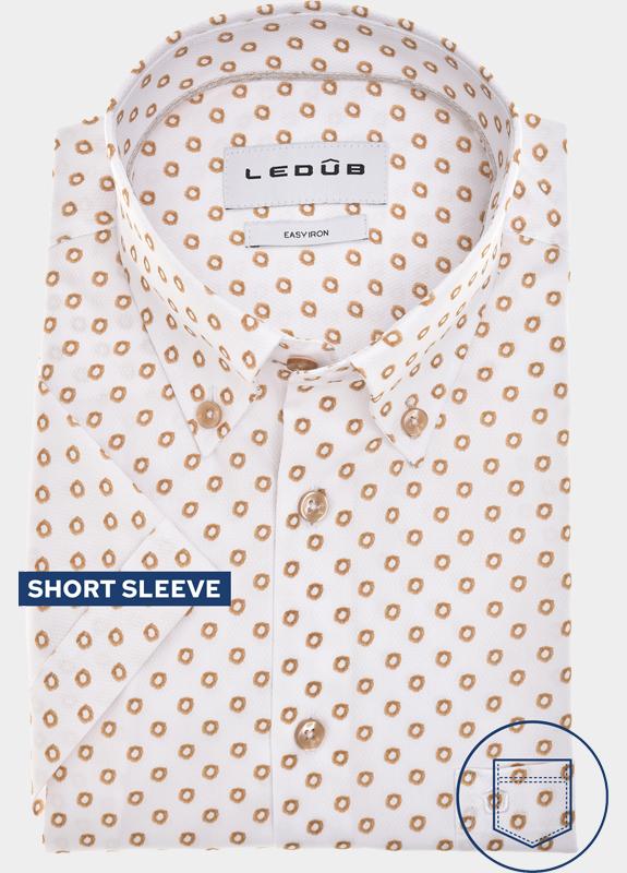 Ledub Business hemd korte mouw Bruin  0143331/620-620-000