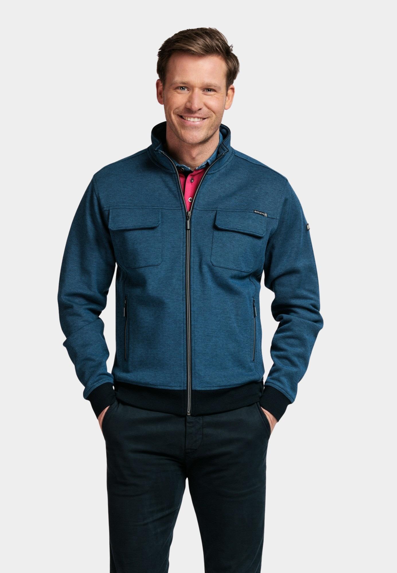 Baileys Vest Blauw Sweat Cardigan Zip  2-tone Ox 412245/60