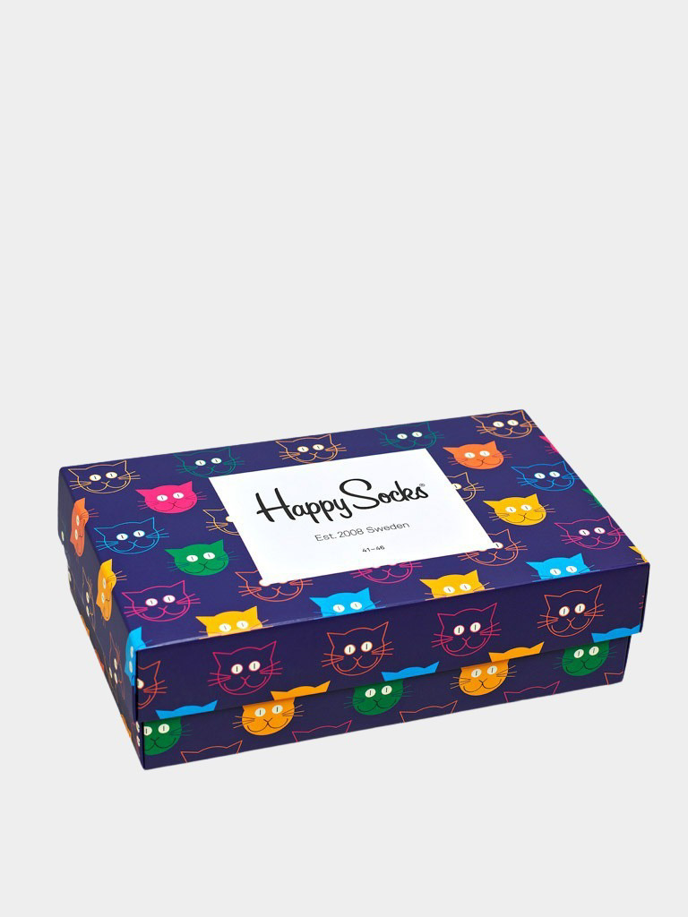 Happy Socks Cadeaubox Sokken Multi 3-pack Mixed Cat Sokken Gift S XMJA08/0100
