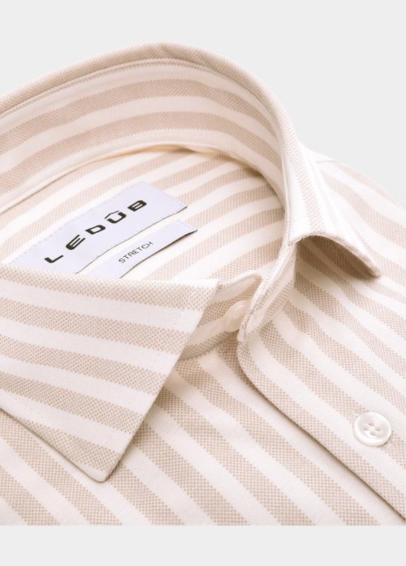 Ledub Business hemd lange mouw Bruin  0143405/620-000-000
