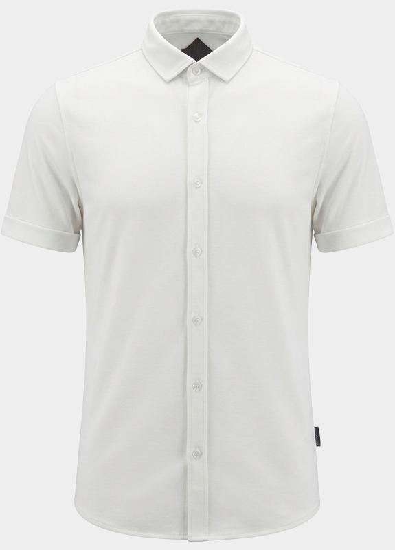 Bos overhemd korte mouw heren Wit  3507/Off White