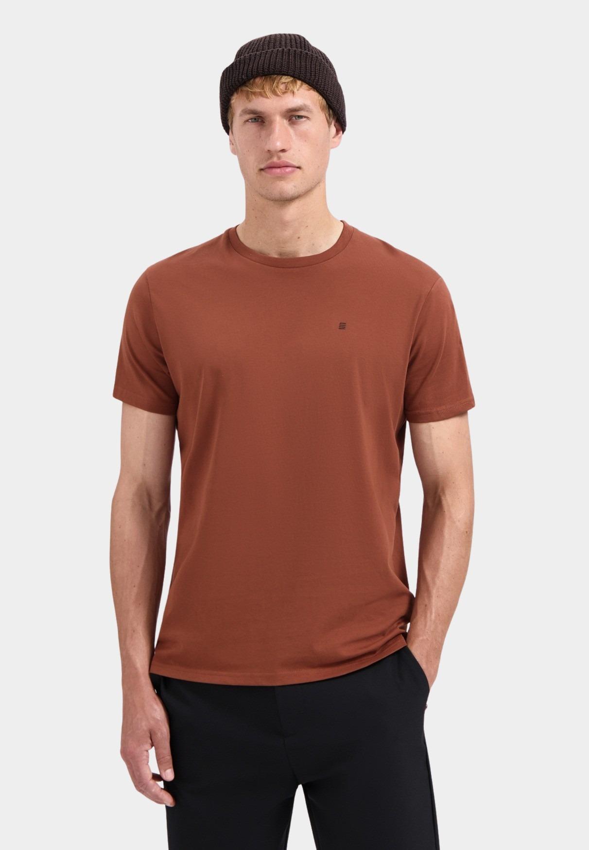 No Excess T-shirt korte mouw Bruin T-Shirt Crewneck Solid Basic 29340701SN/141