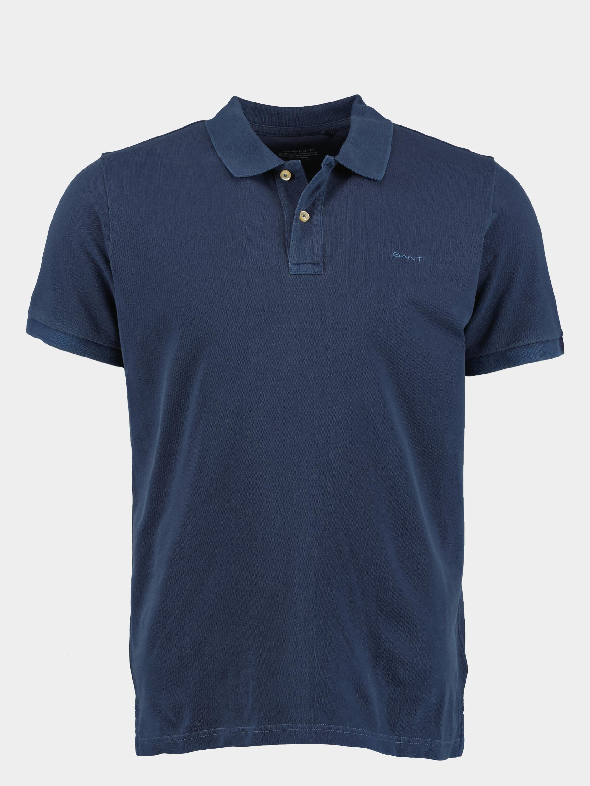 Gant Polo korte mouw Blauw Sunfaded Pique SS Rugger 2043005/423