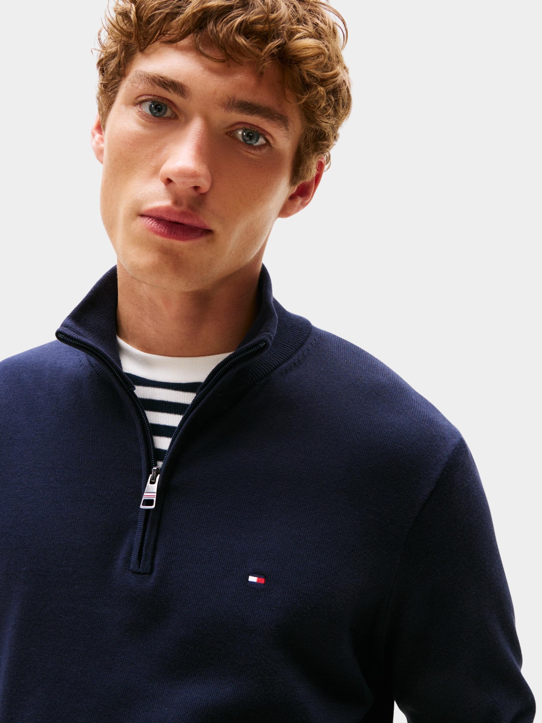 Tommy Hilfiger Half Zip Blauw ESSENTIAL COTTON ZIP MOCK MW0MW37331/DW5
