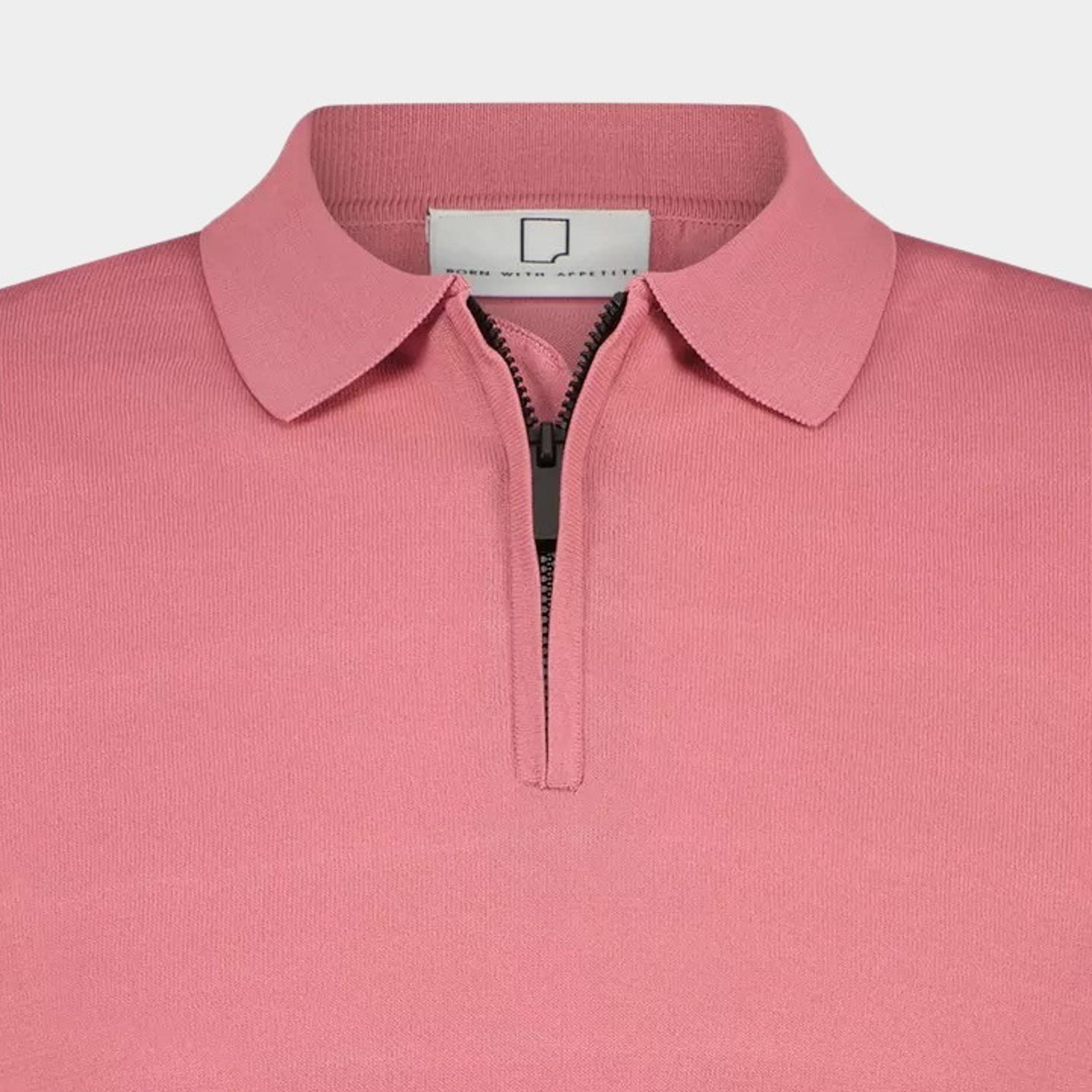 Born With Appetite Polo korte mouw Roze DAN polo zip stretch knit 24108DA31/730 rose