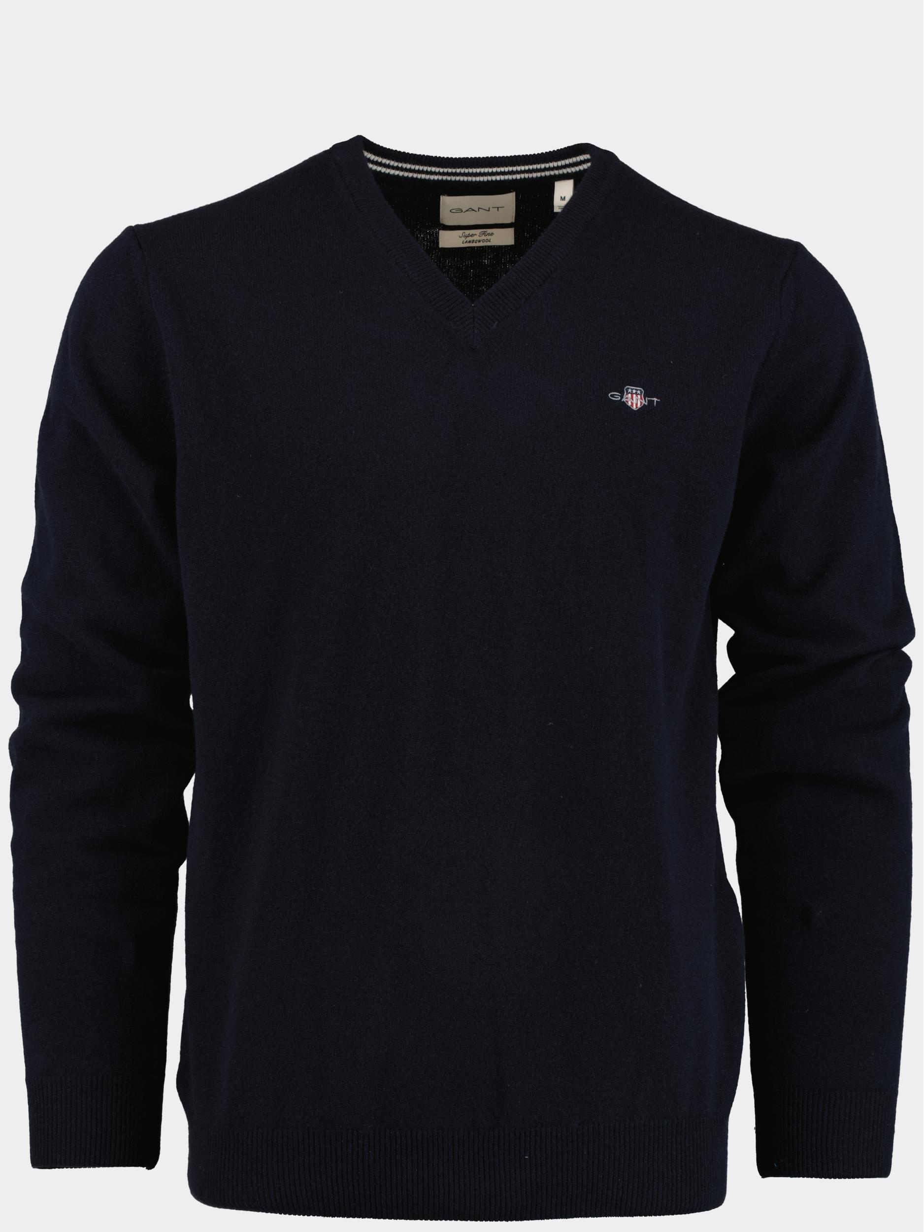 Pullover blauw superfine lambswool v neck 87212 410
