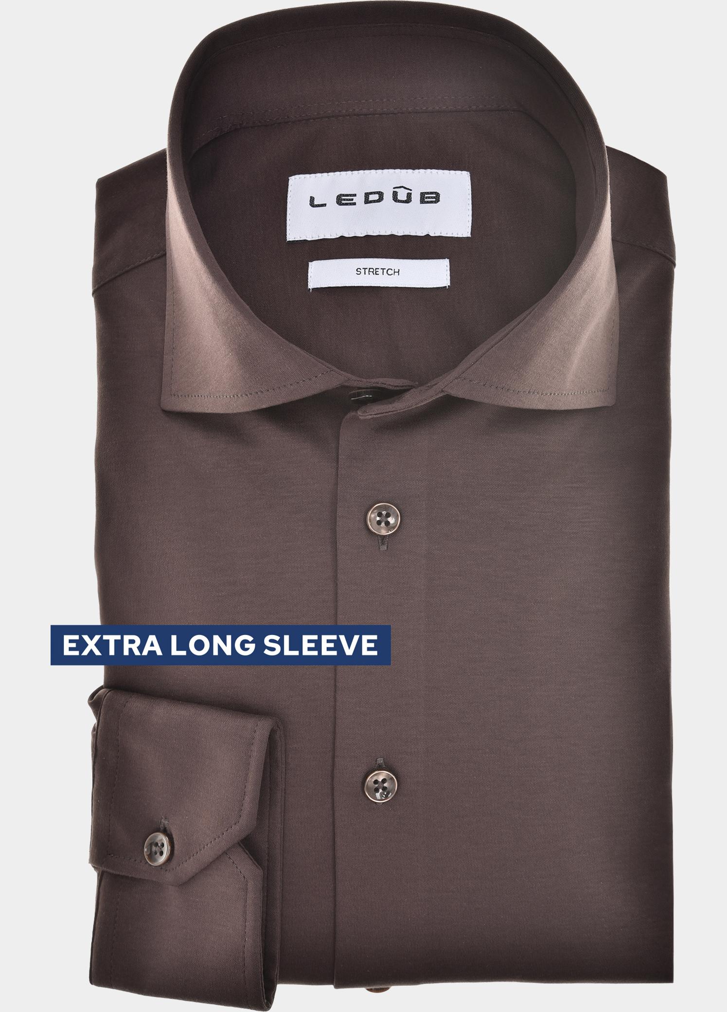Ledub Overhemd extra lange mouw Bruin  0143609/680-000-000
