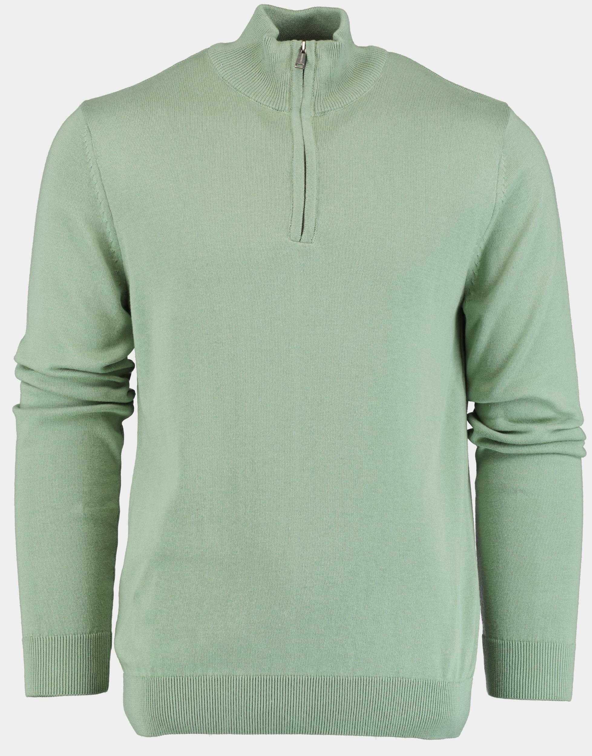 Bos Pullover Groen met halve rits in mintgroen 302/8121