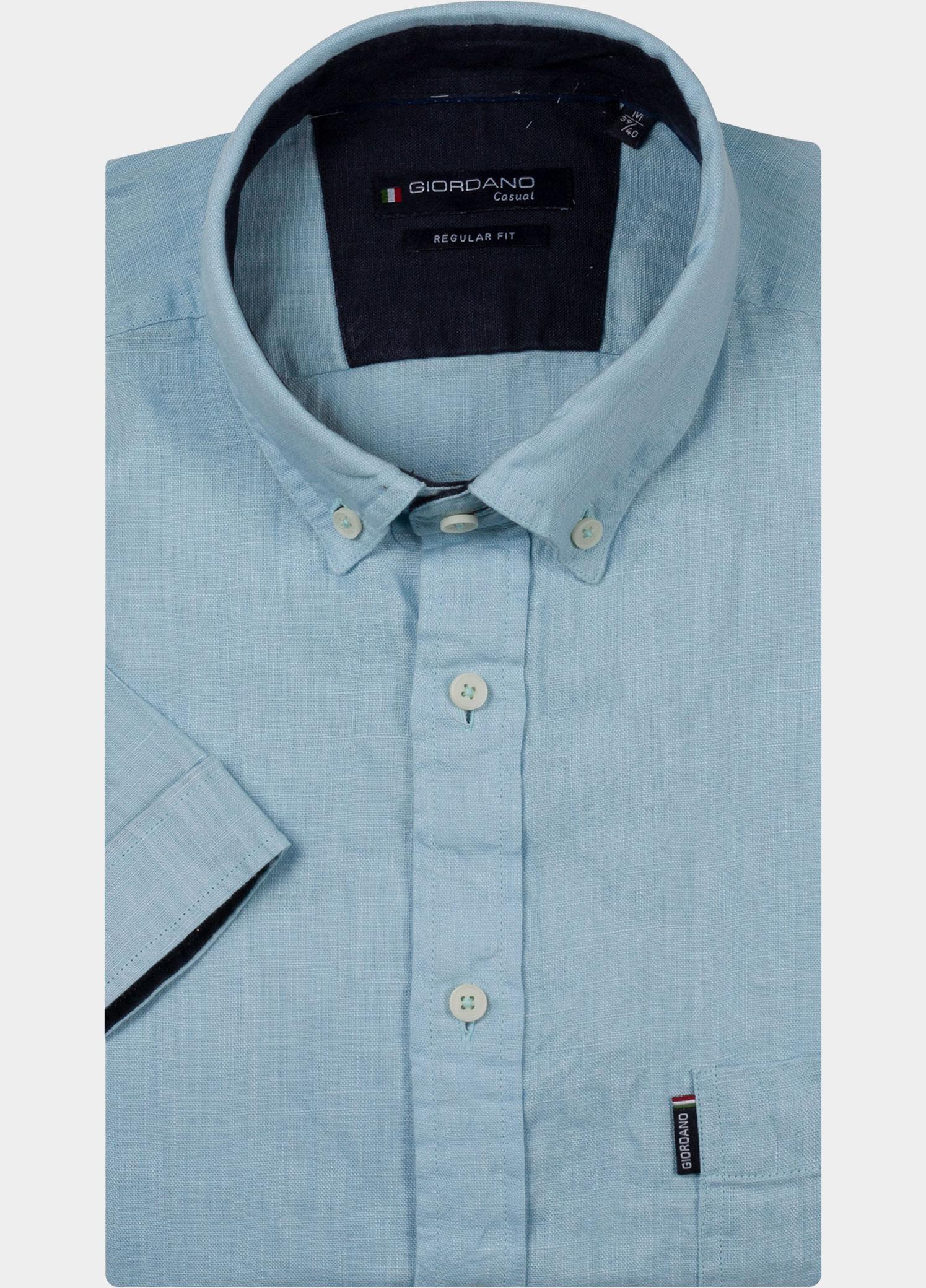 Giordano overhemd korte mouw heren Blauw League Short Sleeve Button Do 616009/61