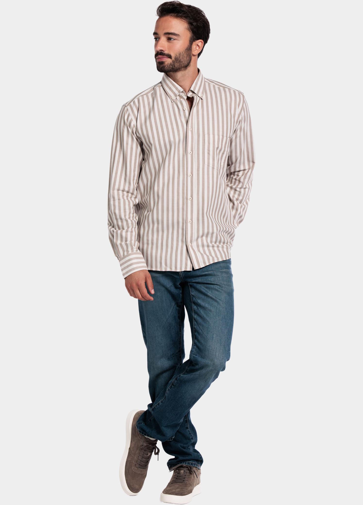 Giordano Overhemd heren Bruin Brando long sleeve button dow 527110/80