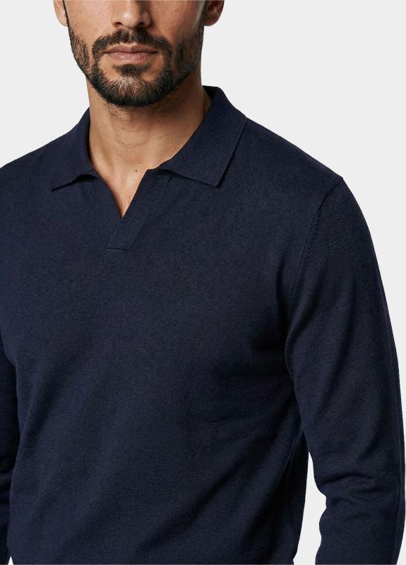 Born With Appetite Polo lange mouwen heren Blauw Connor Knit Ls BWA26105CO75/4001