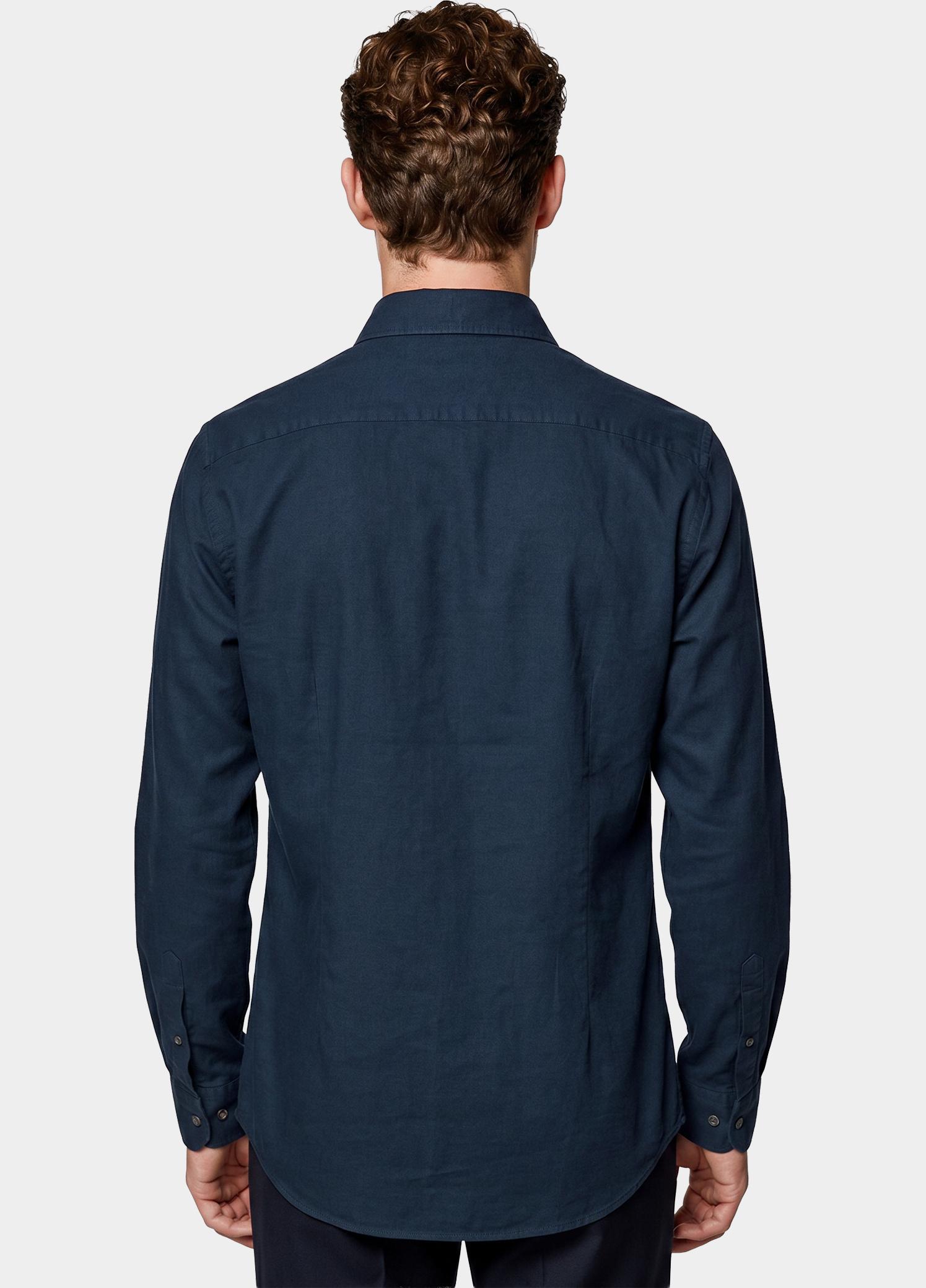 Bos Casual hemd lange mouw Blauw Linnen Shirt 5405.426/208