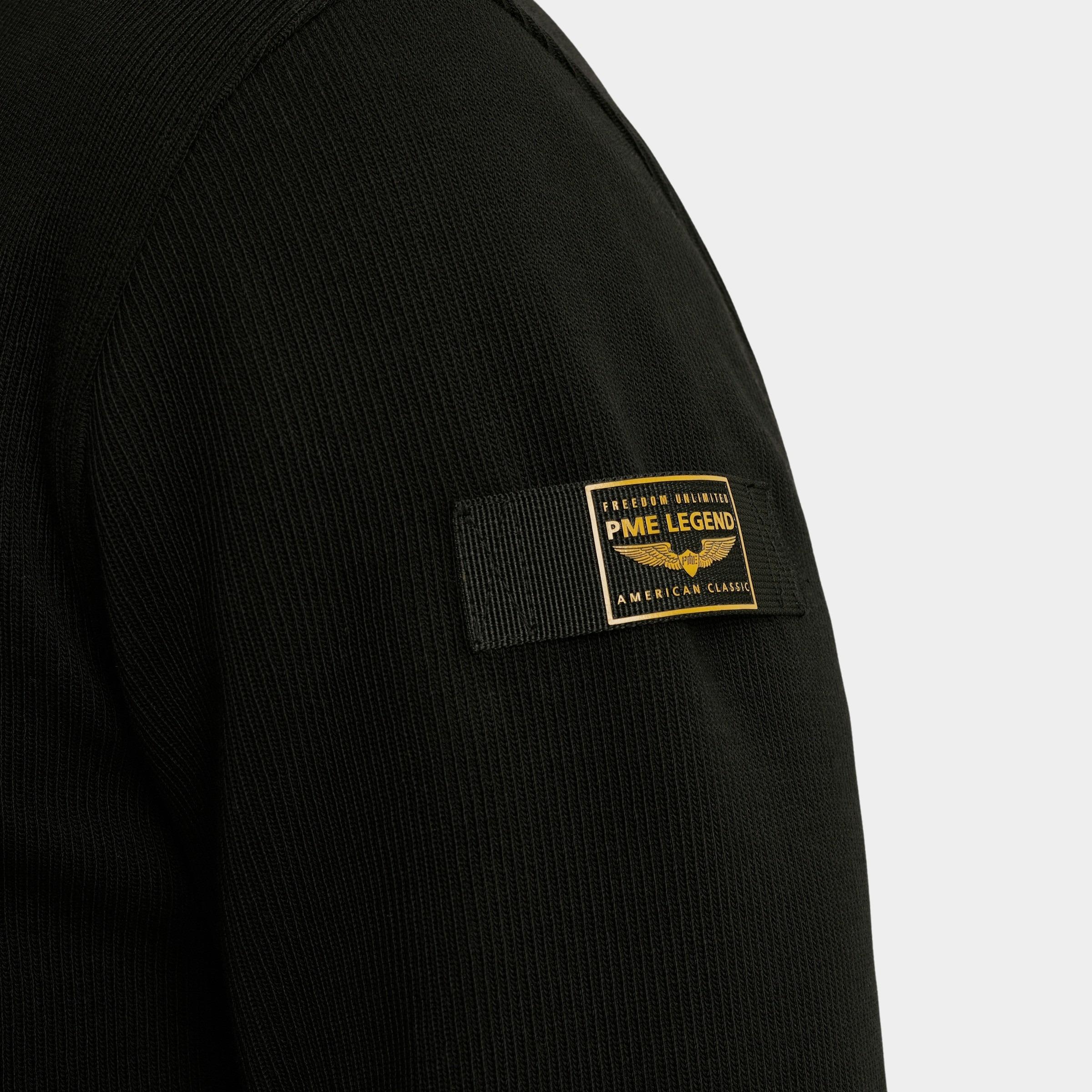 PME Legend Half Zip Zwart Half zip collar knit look jer PSW2509457/999