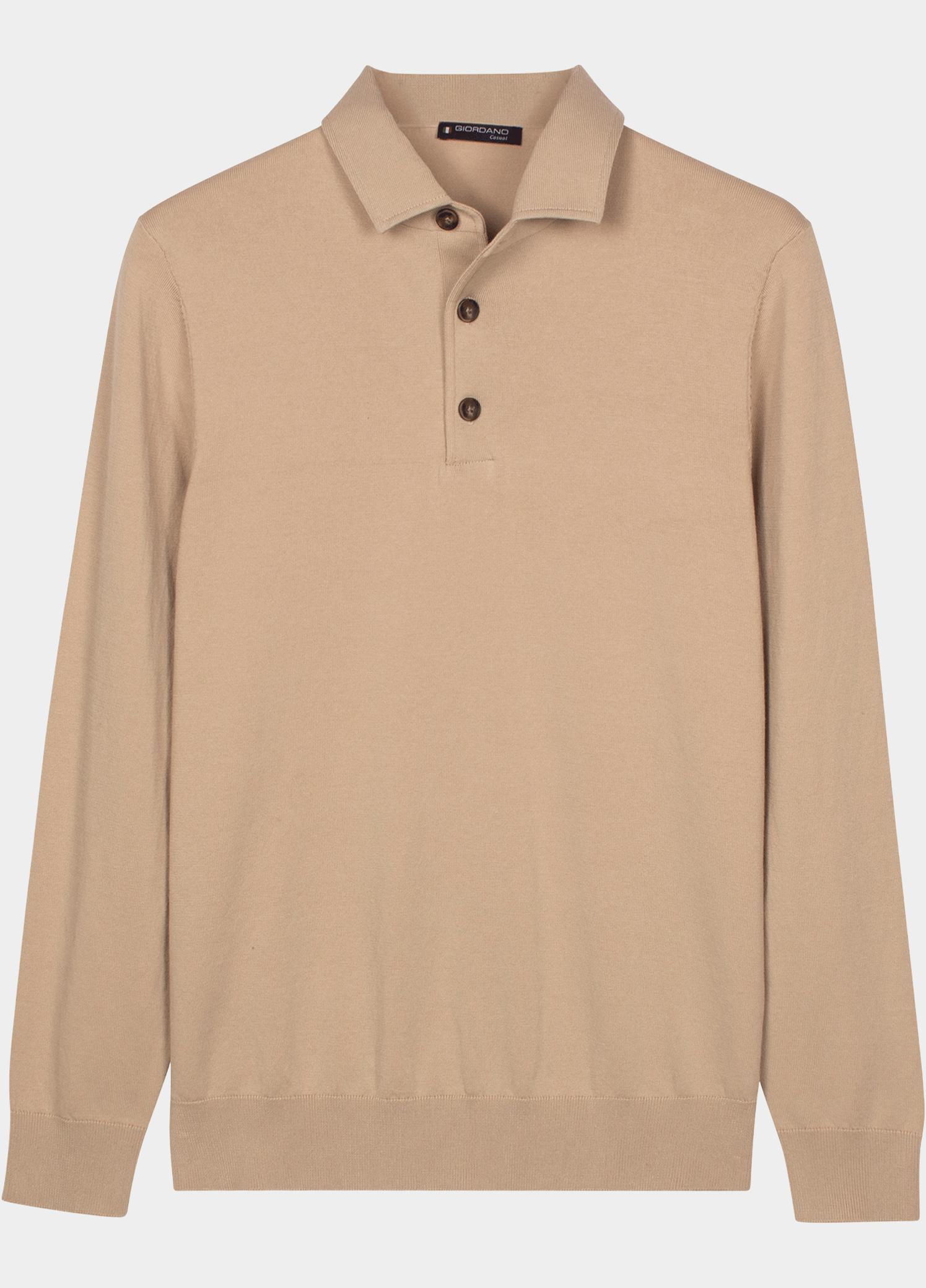Giordano Polo lange mouwen heren Wit Merano Tencel 12GG Single kni 628809/81