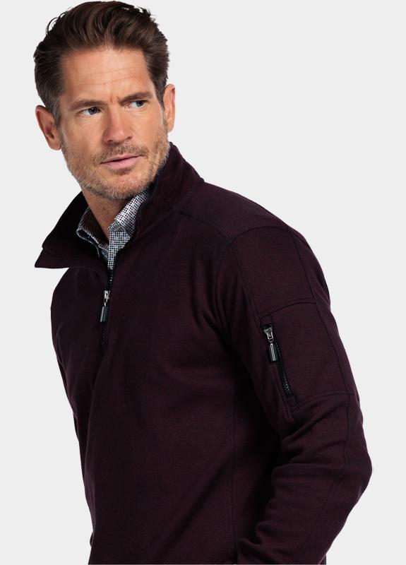 Baileys sweat halfzip Rood Sweatshirt 1/2 Zip  yarn dyed 523135/42